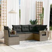 Set Divani da Giardino 5 pz con Cuscini Grigio in Polyrattan 3252507