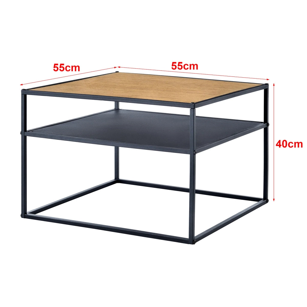 Tavolino quadrato 40 x 55 x 55 cm con vano contenitore effetto legno nero 03_0008431