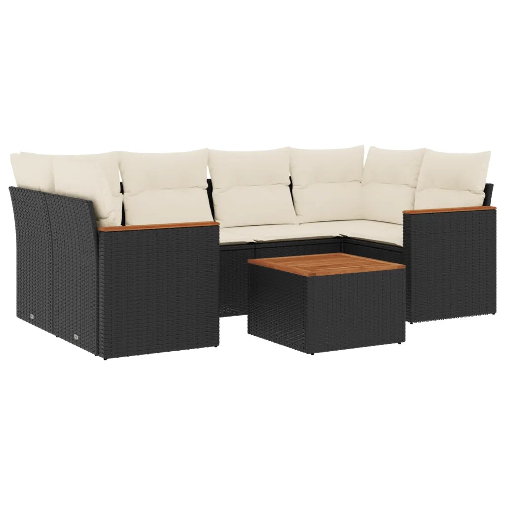 Set Divani da Giardino con Cuscini 7pz Nero Polyrattancod mxl 112543