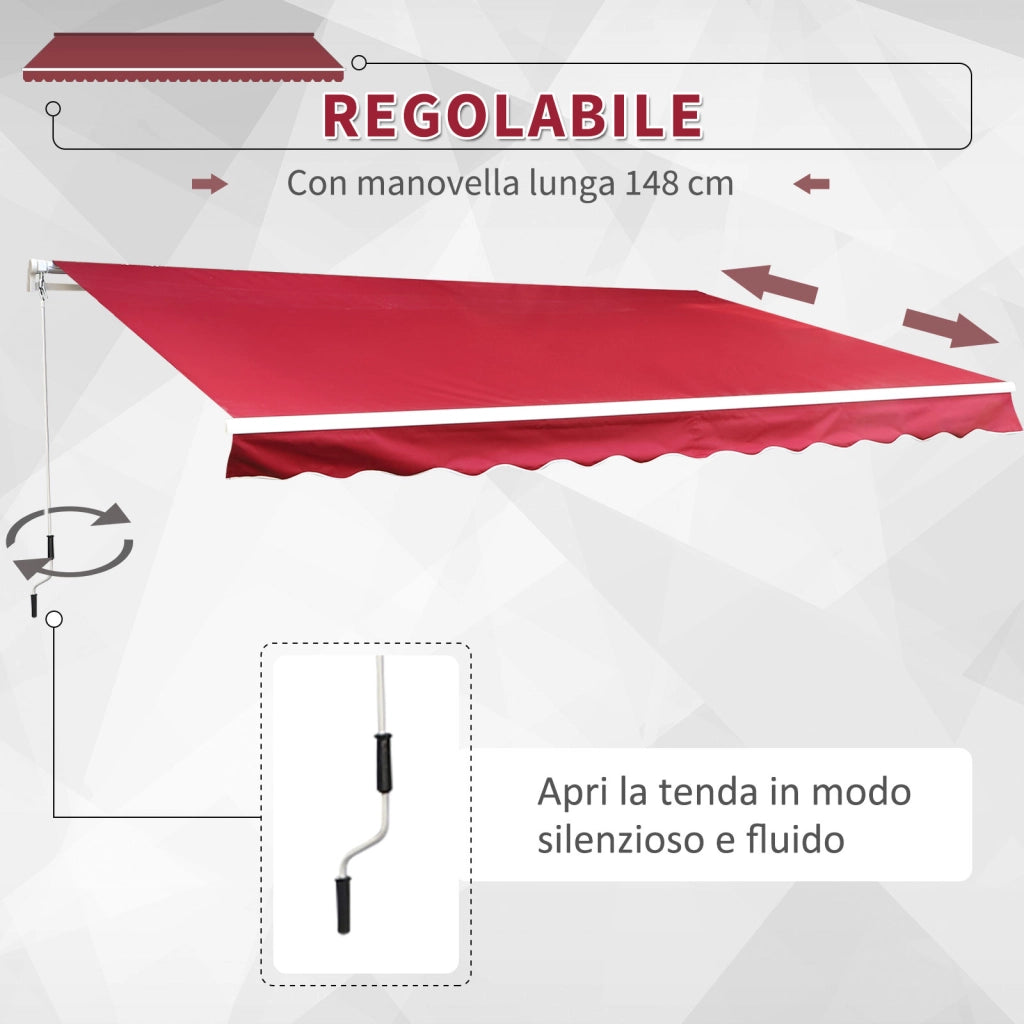 EasyComfort Tenda da Sole per Esterno Avvolgibile a Manovella in Metallo e Alluminio, 4x2.5m, Rosso Scuro