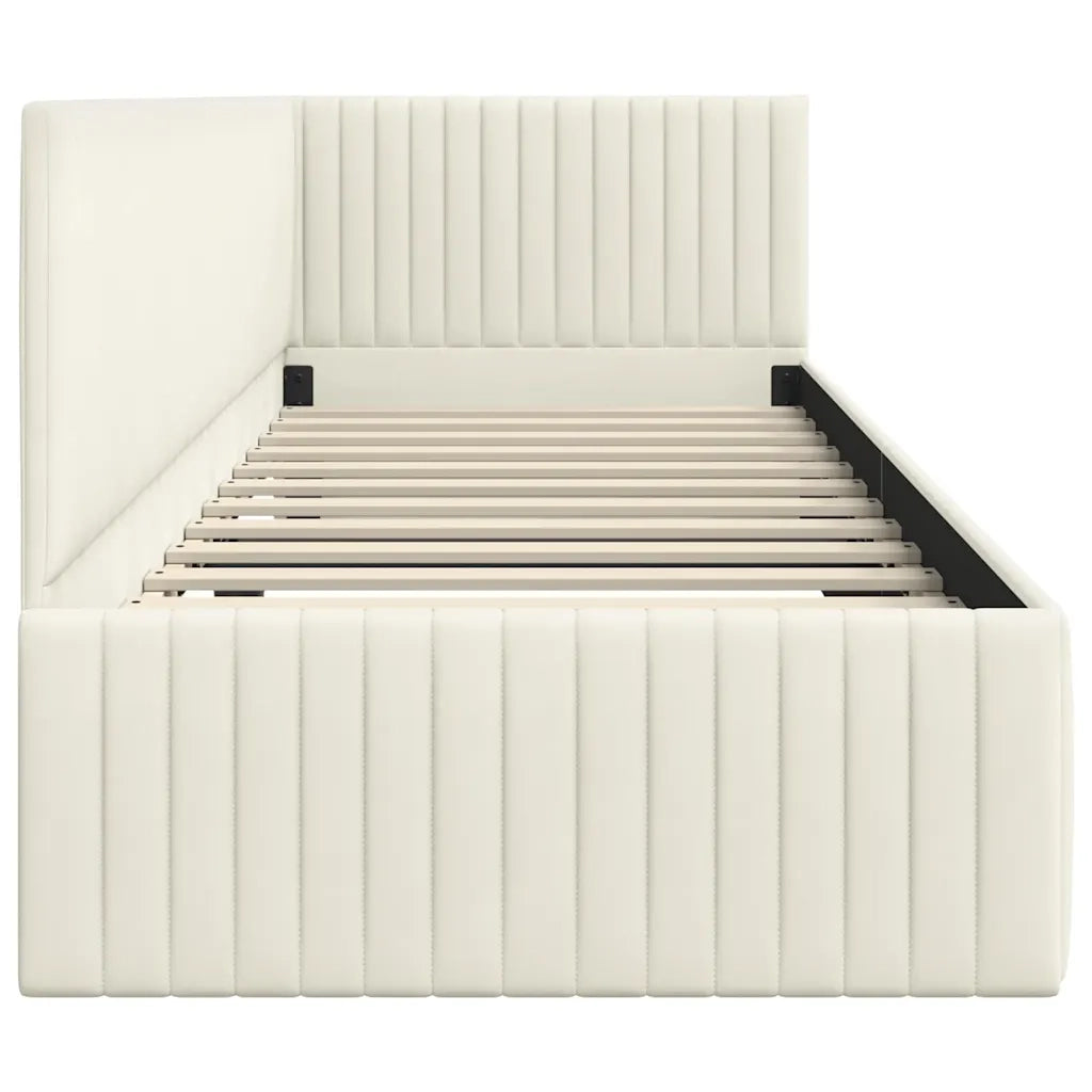 Cornice del letto ad angolo Crema 80 cm x 200 cm Velluto 42016253