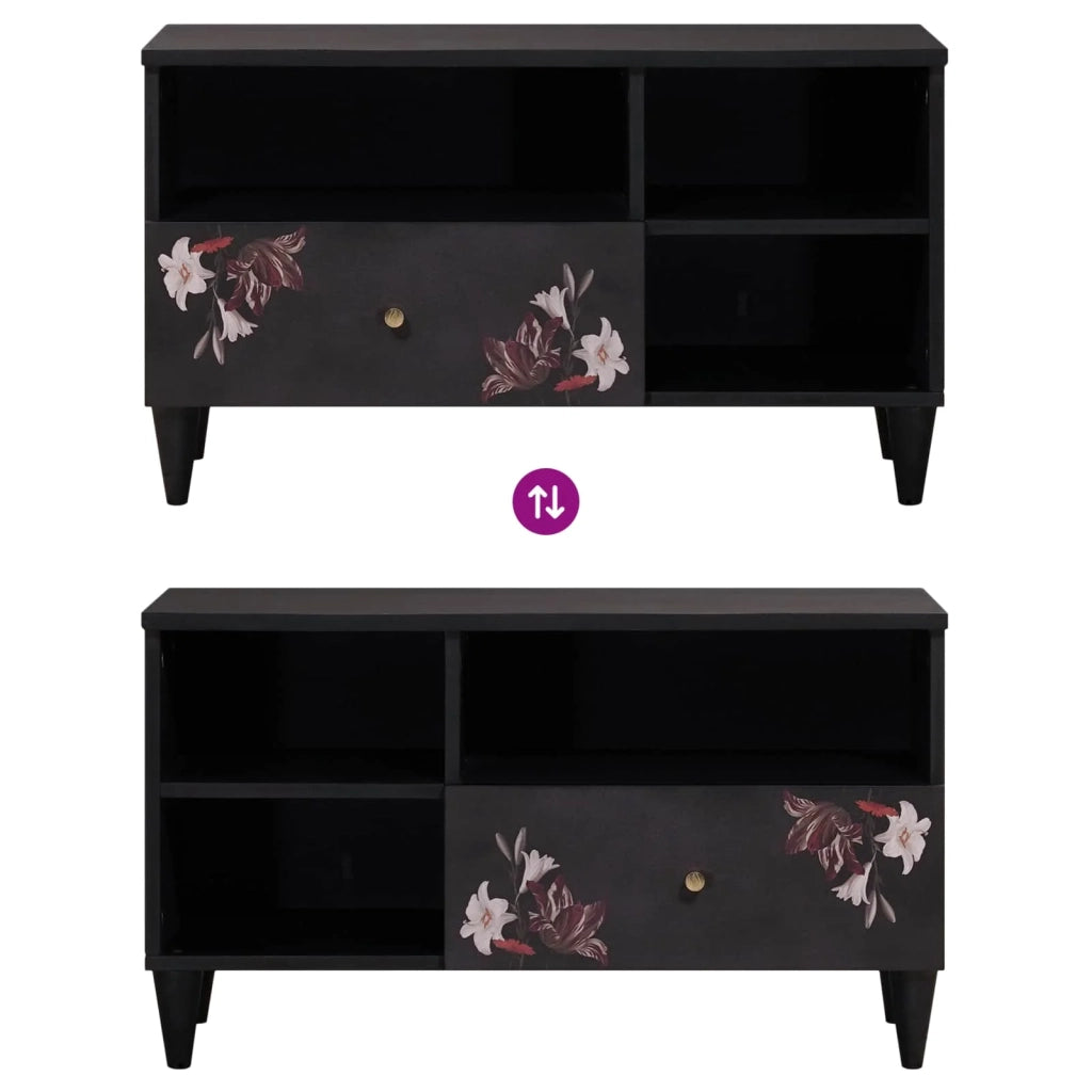 Mobiletto moderno con cassetto 80 x 33,5 x 46 cm elegante design floreale legno massello di mango 02_0057859