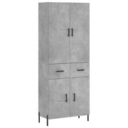 Credenza | Madia | Buffet da pranzo | Armadio da pranzo Grigio Cemento 69,5x34x180 cm in Legno Multistrato