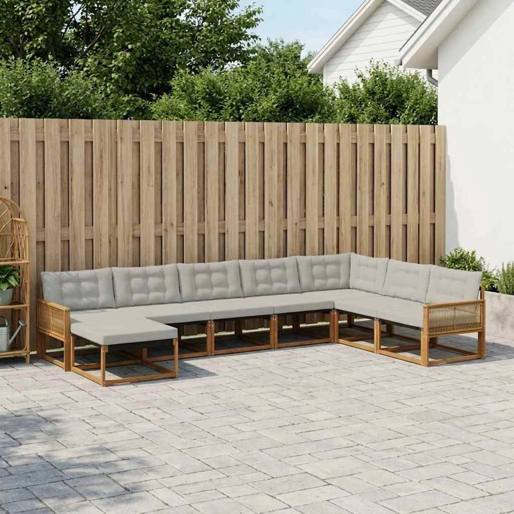 Set di divani da esterno 8 pz Naturale e Grigio Chiaro 3381619