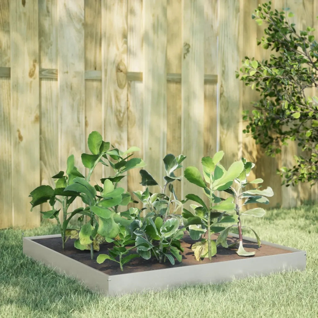 Fioriera | Cassetta per fiori | Vaso Rialzata da Giardino 100x100x18,5 cm in Acciaio Inox