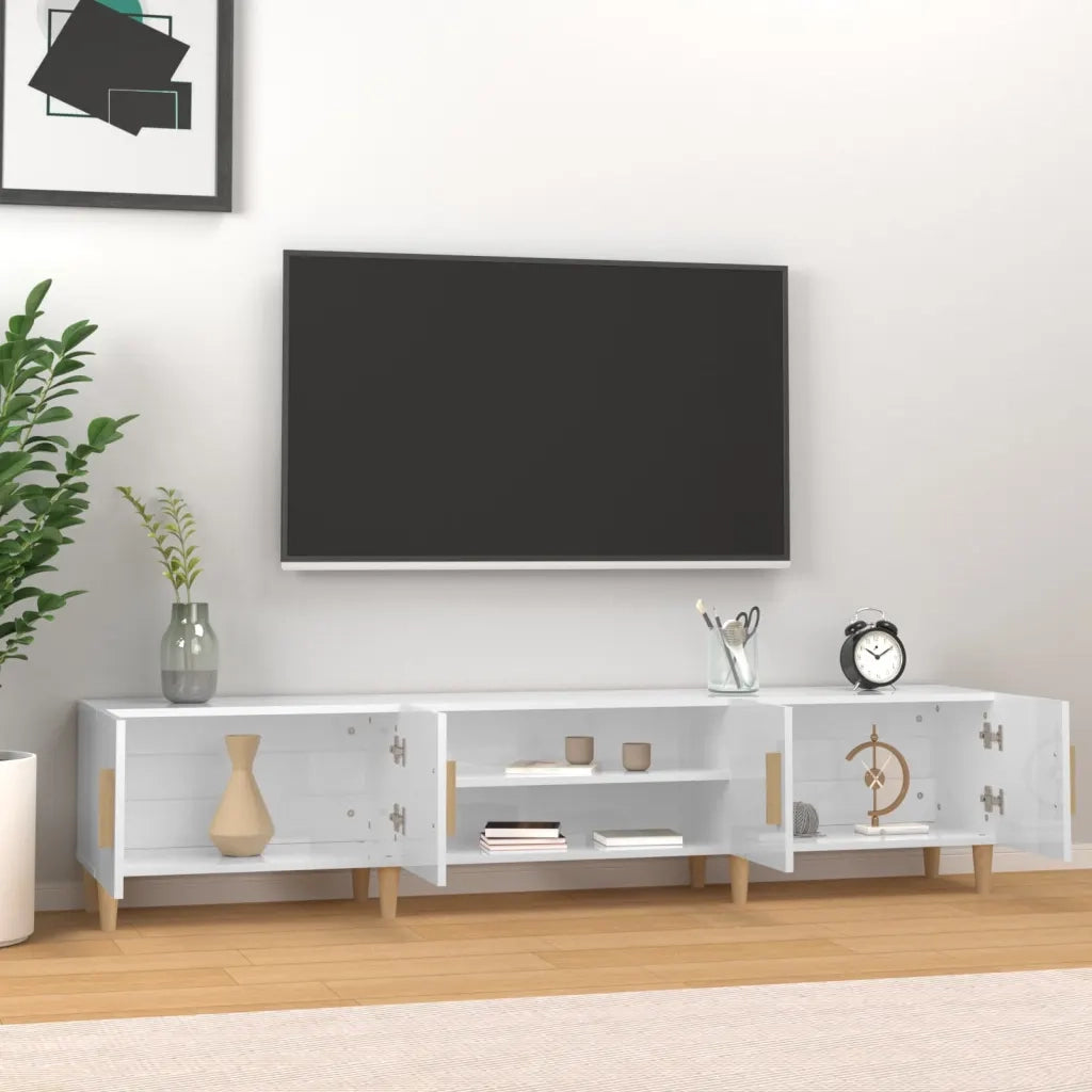 Mobile TV | Armadietto TV | Mobile Porta TV Bianco Lucido 180x31,5x40 cm Legno Multistrato