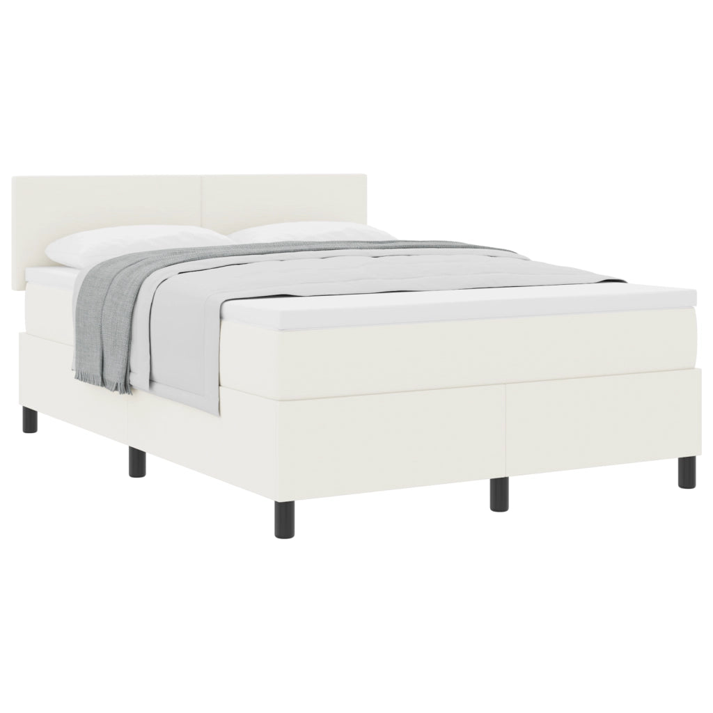 Letto Box Spring con Materasso Panna 140x200 cm Tessuto Corduroy