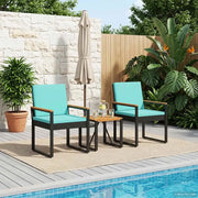 Set di Mobili da Esterno 3 pcs Nero e Turchese polyrattan 42025335