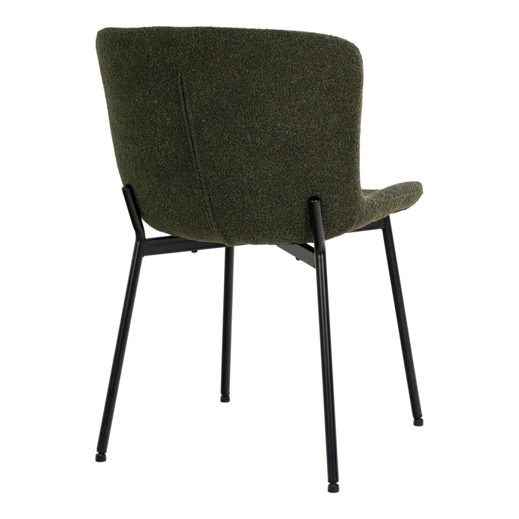 Set 2 sedie da pranzo Maceda in bouclé verde scuro con gambe nere 48x59x83 cm