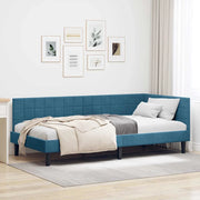 Cornice del letto ad angolo Blu 100 cm x 200 cm Velluto
