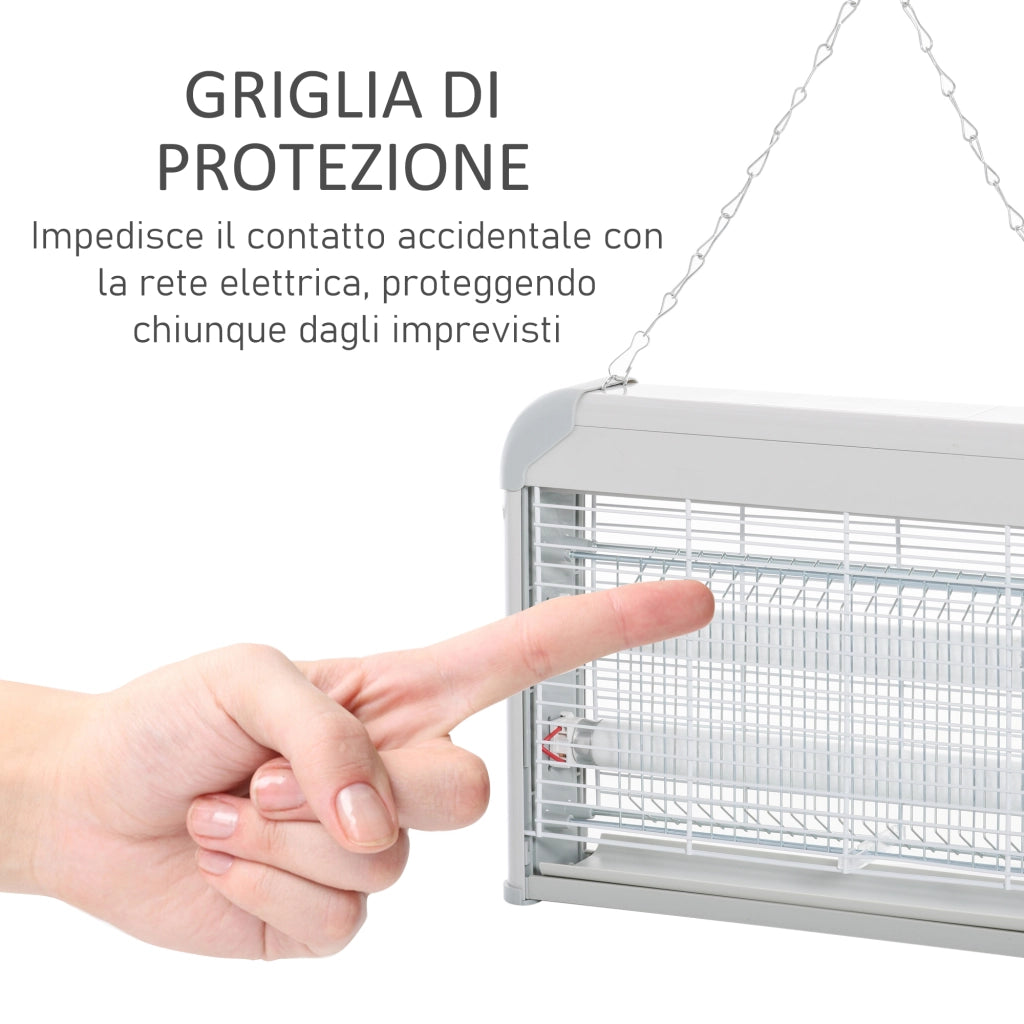 Lampada Antizanzare UV 20W ¨C Xylo ¨C 60m2 Interno Esterno Grigio Bianco