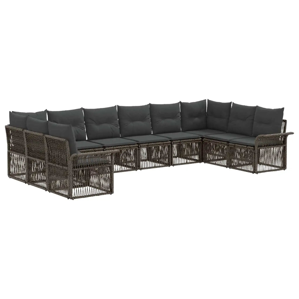 Set Divano da Giardino 10 pcs Grigio polyrattan 3434939