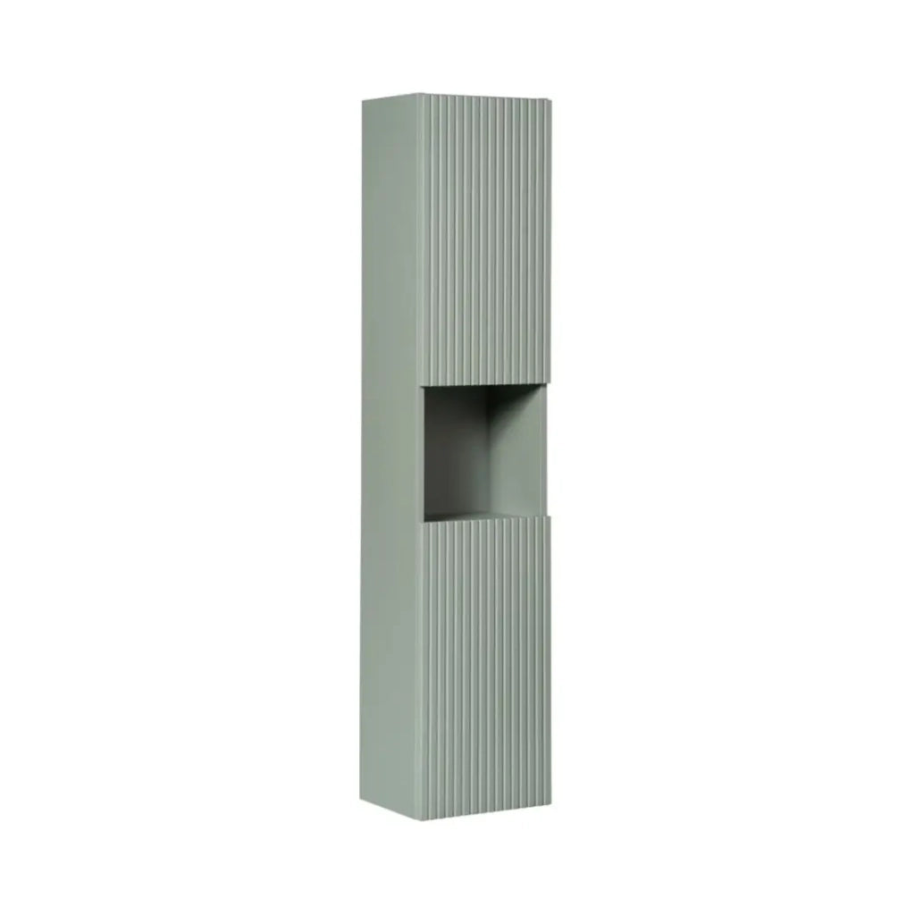Insieme ELVINA 110cm : mobile sottolavabo con cassetti verde + piano per lavabo + lavabo da appoggio marmoreo + colonna