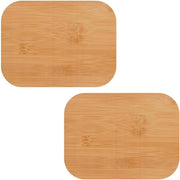Set di 2 Coperchi in Legno Rettilineo con Anello in Silicone per Pentole in Vetro