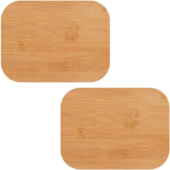 Set di 2 Coperchi in Legno Rettilineo con Anello in Silicone per Pentole in Vetro