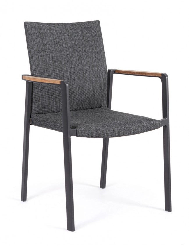 Set 4 Sedie da Giardino 59x60,5x89h cm con Braccioli Jalisco Antracite