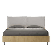 BS COM Letto matrimoniale con rete 160x200 Quercia cuscini similpelle tortora