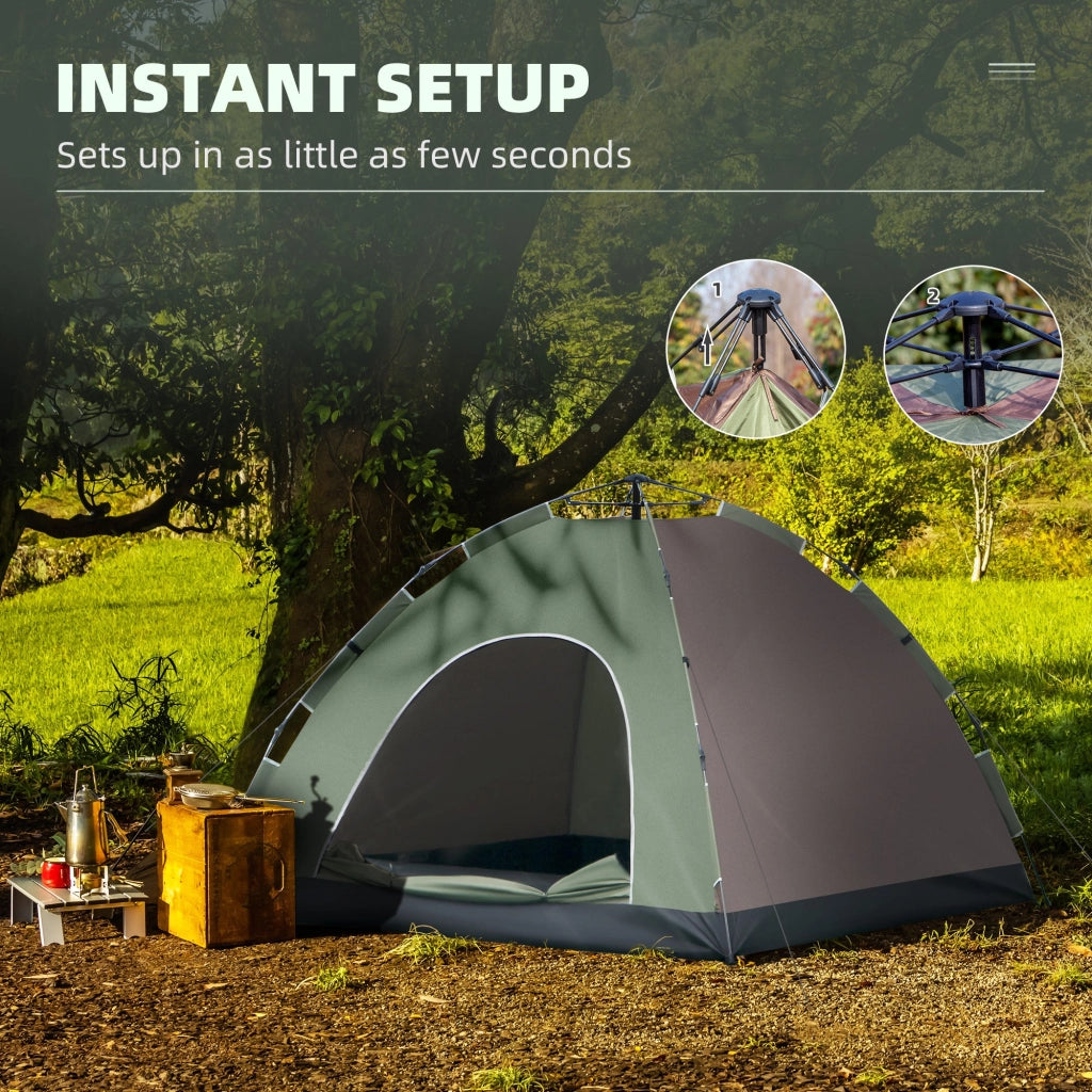 Tenda da Campeggio Pop-Up per 4 Persone 210x210x135 cm con Borsa da Trasporto Verde
