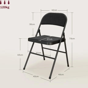 Sedia pieghevole 45x46x78 cm con seduta imbottita e struttura in metallo; nero
