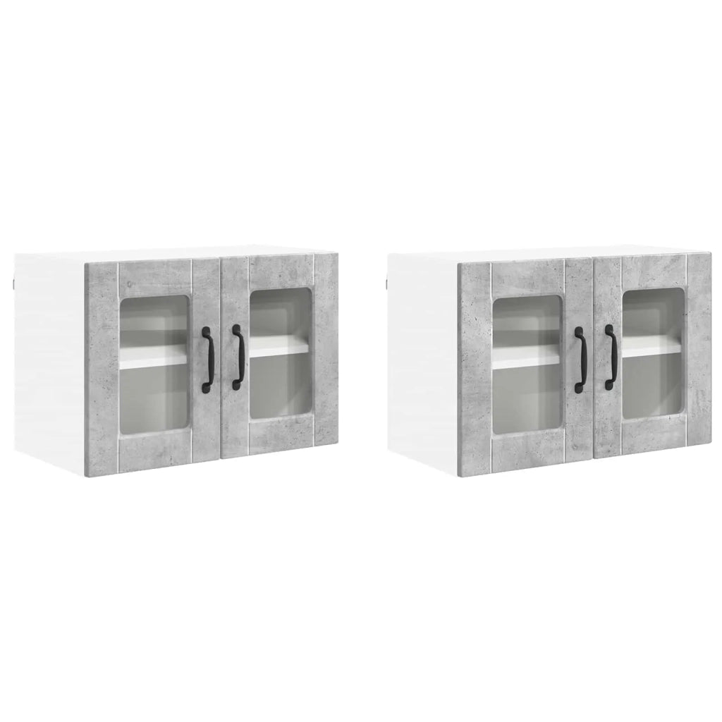 Mobile in vetro da parete PORTO 2 pcs Grigio cemento 885322