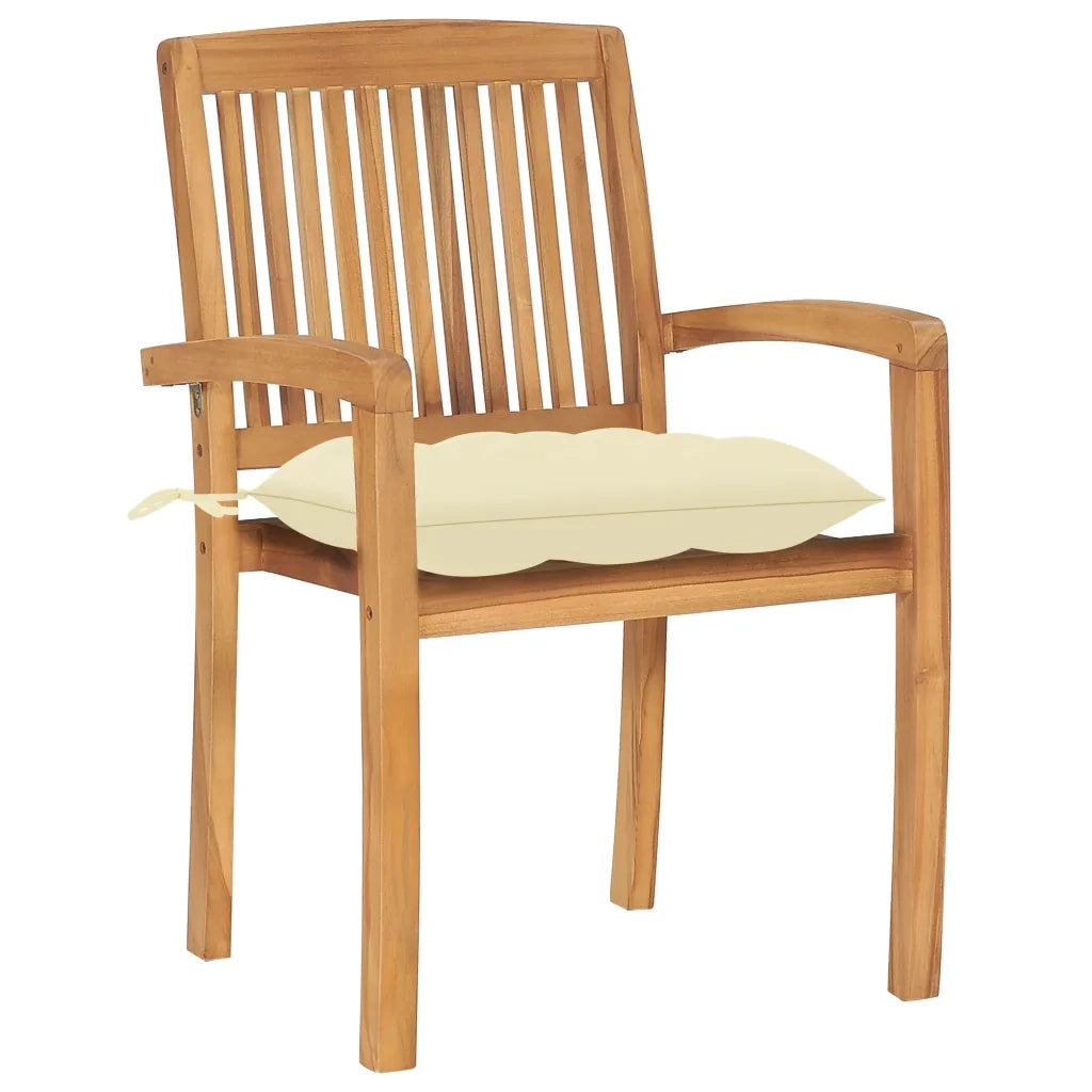 Sedie da Giardino Impilabili con Cuscini 6 pz Massello di Teak 3073269