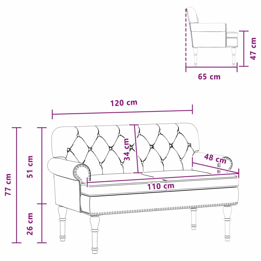 Loveseat con bottoni imbottiti Nero 120 x 65 x 77 cm Similpelle 42041856