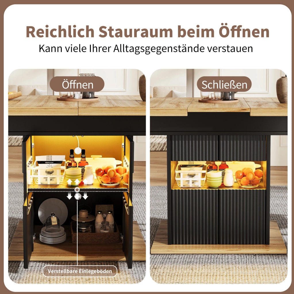 Tavolo da pranzo estensibile con contenitore LED 110-140 cm