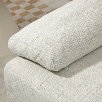 Divano Componibile 4 Pezzi con Poggiapiedi e Cuscini, in Tessuto effetto Ciniglia, 313x149x88 cm, Bianco Crema