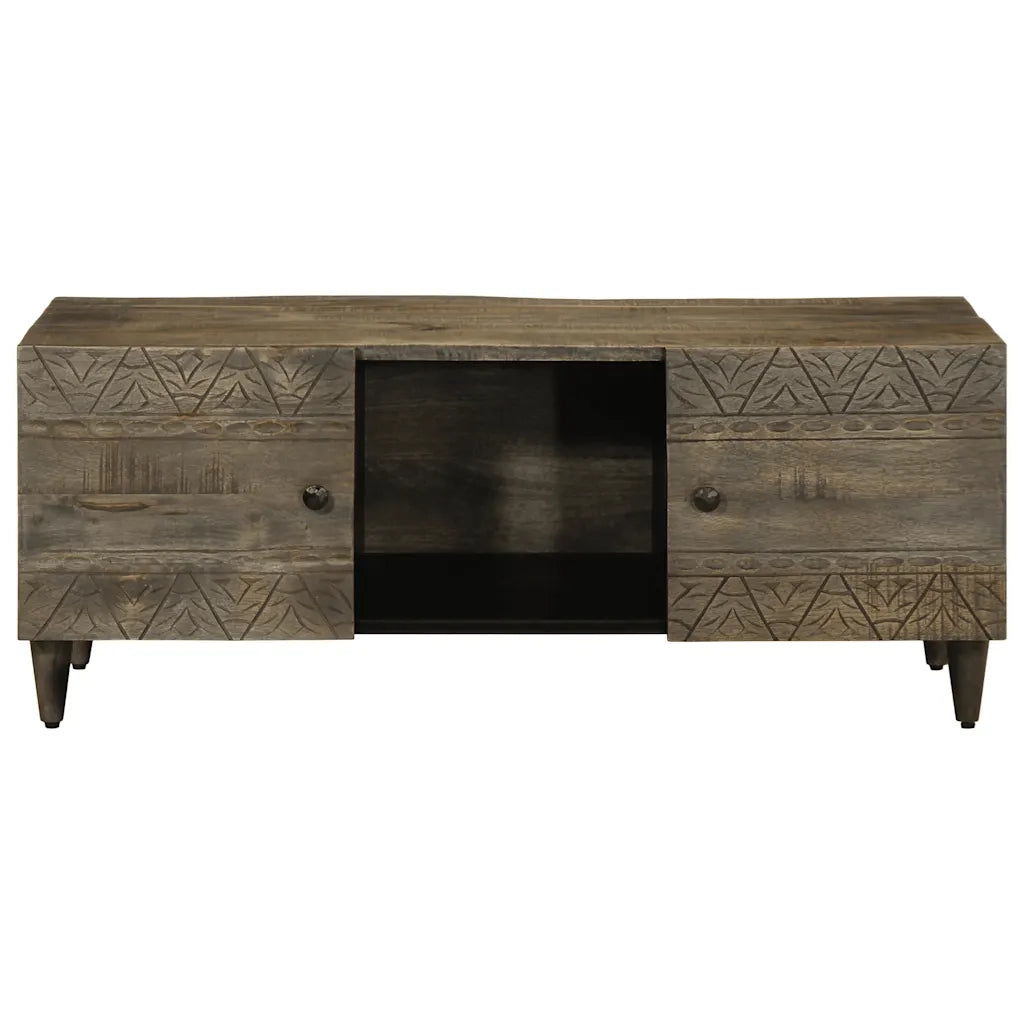 Tavolino Grigio Chiaro 100x54x40cm in Legno Massello di Mango