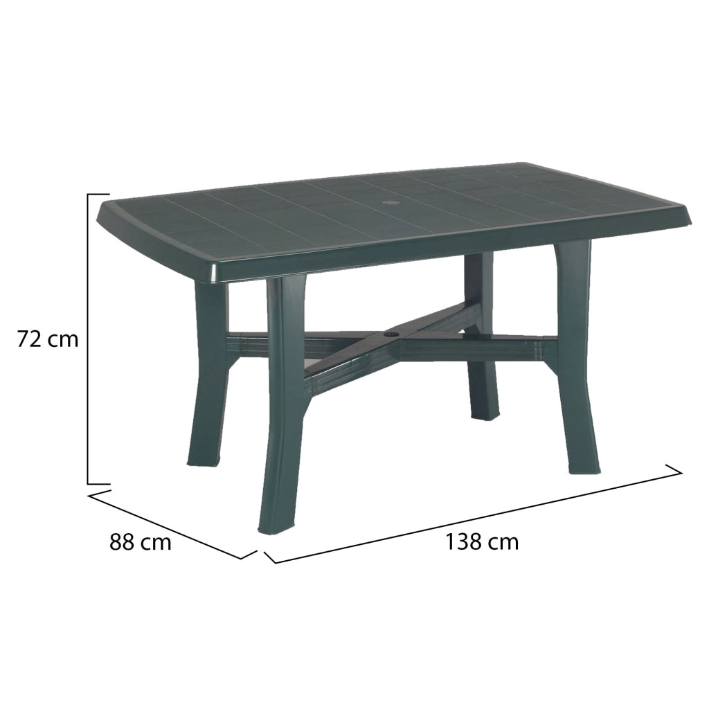 Raspberry, Tavolo da Esterno 6 Posti Made in Italy, 138x88x72h cm Verde