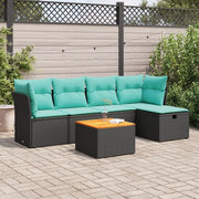 Set Divano da Giardino 6 pz con Cuscini Nero in Polyrattan 3325753