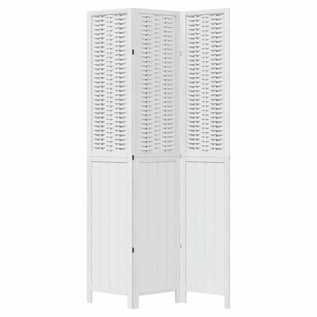 Divisorio Ambienti 3Pannelli Bianco Legno Massello di Paulownia 358720