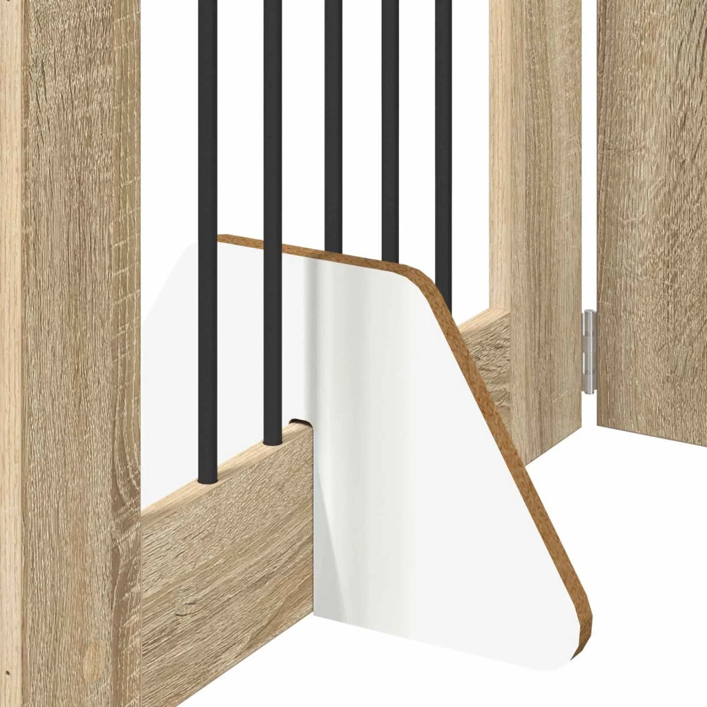 Cancello per cani pieghevole con supporti 6 pz Rovere Sonoma 892104