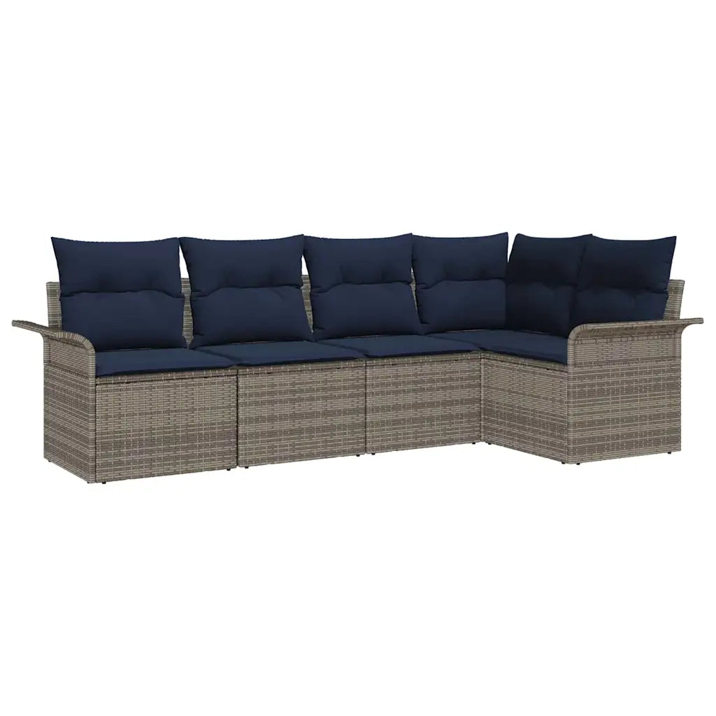 Set Divano da Giardino 5 pcs Grigio polyrattan