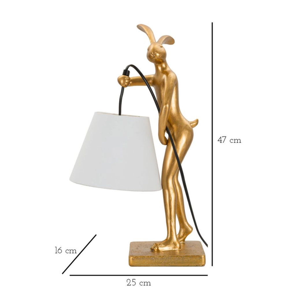 Lampada da Tavolo Coniglio 2, Oro, Poliresina, 26x16x47 cm