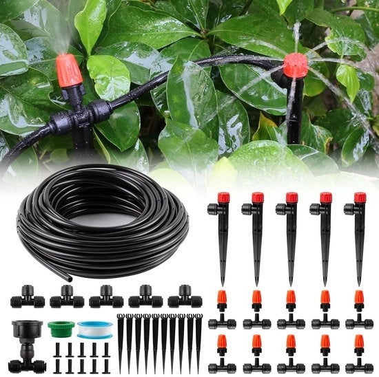 Irrigazione automatizzata per giardino e piante - 20 m tubo e distributori regolabili