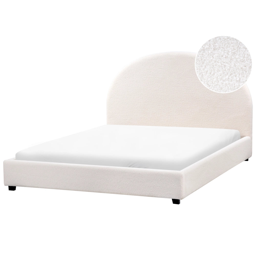Letto matrimoniale bianco sporco in Boucle 140 x 200 cm Design minimalista retrò
