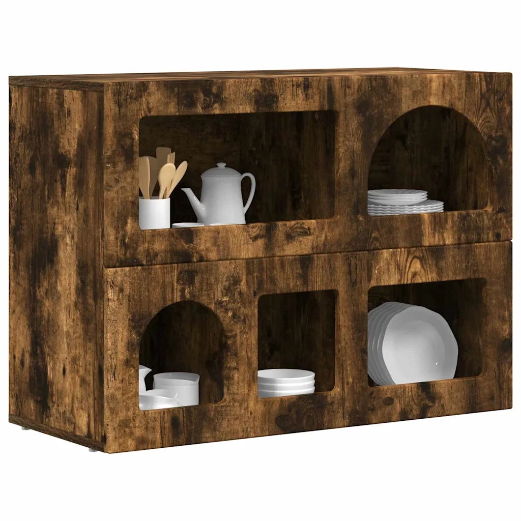 Credenza-Buffet-Armadio da cucina Rovere fum¨¦ 80.5 x 35 x 59 cm Legno multistrato