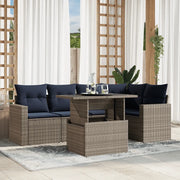 Set Divani da Giardino 6 pz con Cuscini Grigio in Polyrattan 3267261