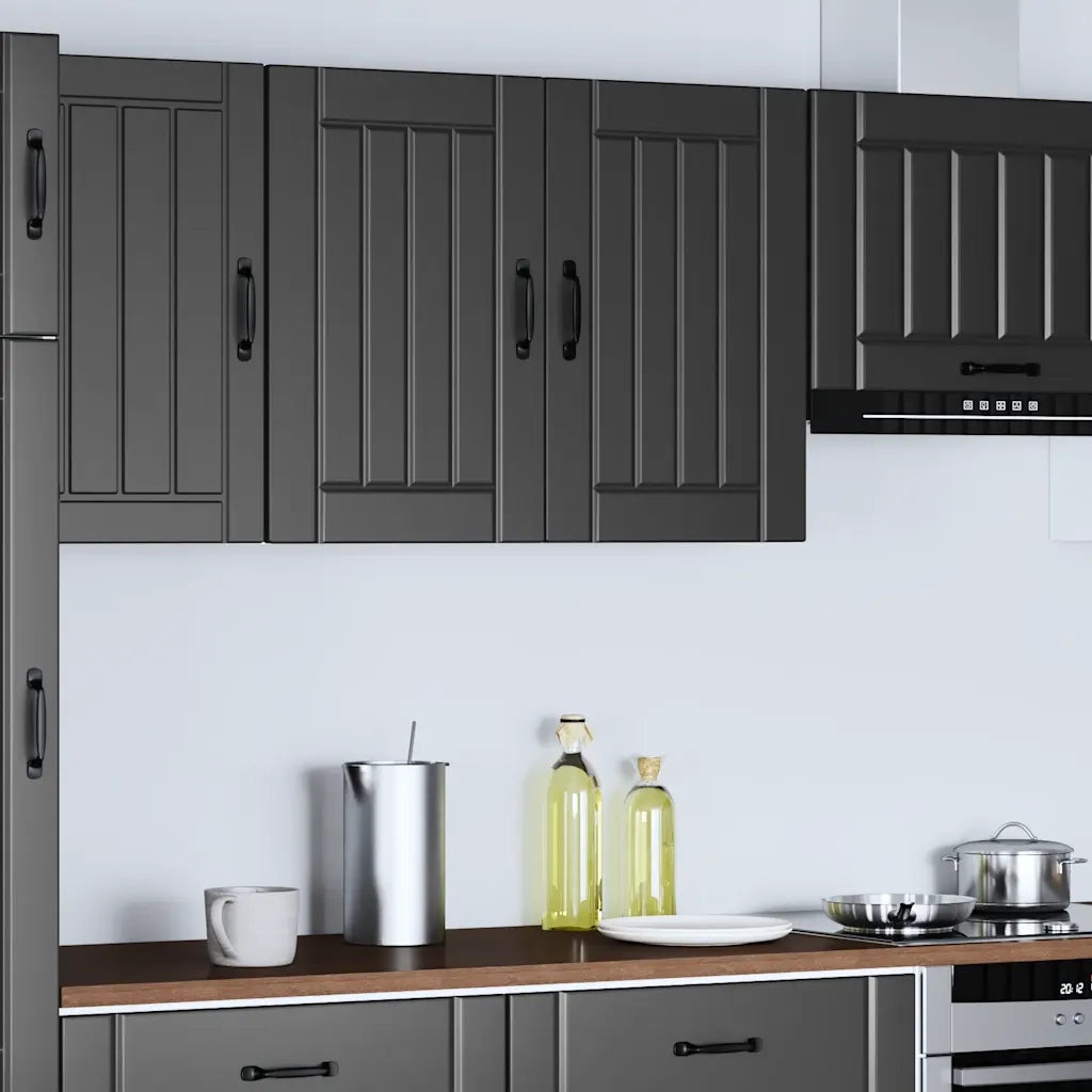 vidaXL Pensile da Cucina Lucca Nero in Legno Multistrato