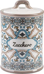 Ceramica decorata per cucina, contenitore per zucchero con chiusura ermetica, 11x11x17 cm