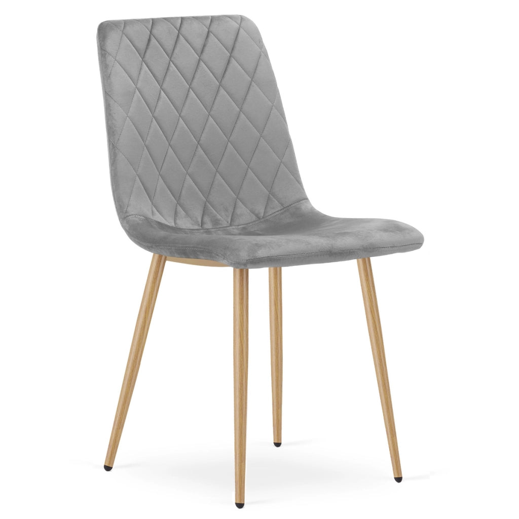 Set di 2 sedie Turin in velluto grigio chiaro e metallo effetto legno