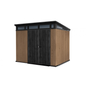 Casetta da giardino in resina effetto legno EVOTECH+ 279x218 cm - pavimento e doppia porta - carico neve 150 kg/m² – Pent 9x7 Signature Venetian - Keter
