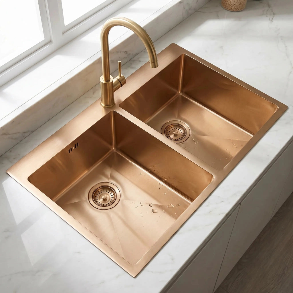 Lavello In Acciaio Joel Brush Copper senza rubinetto da cucina