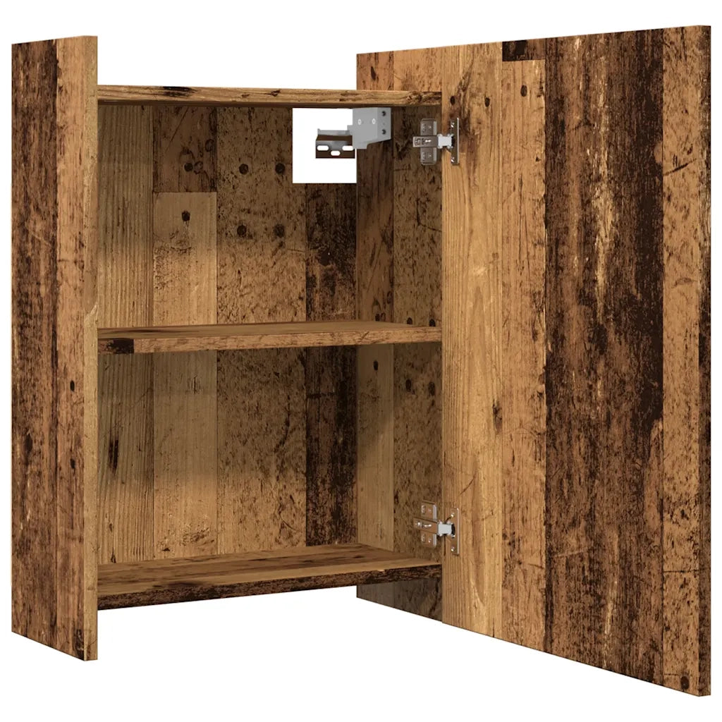 Mobile da Bagno a Specchio-Armadietto a Specchio da Bagno Legno Antico 62,5x20,5x64 cm Legno