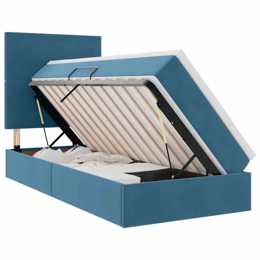 Letto con contenitore e materasso Blu Scuro 100 x 200 cm