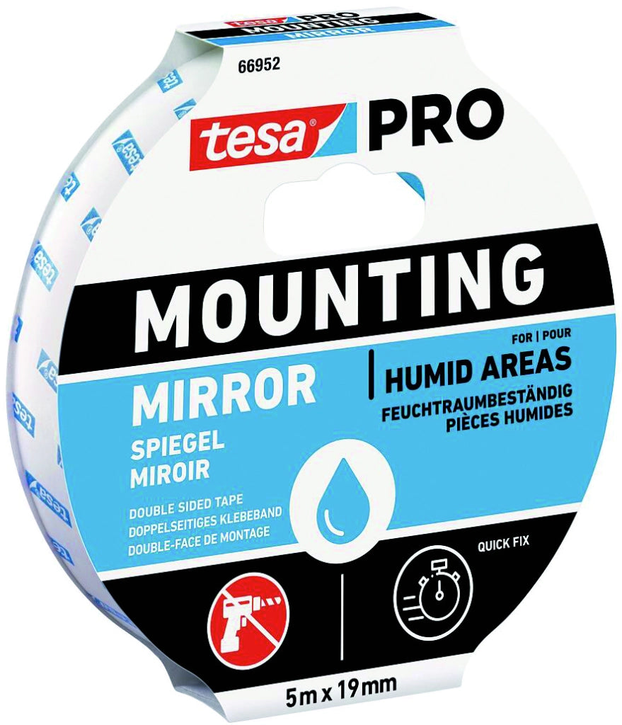 Tesa NASTRO BIADESIVO PER SPECCHI PRO MOUNTING mm. 19x5 mt. col. Bianco 16.00 rotoli