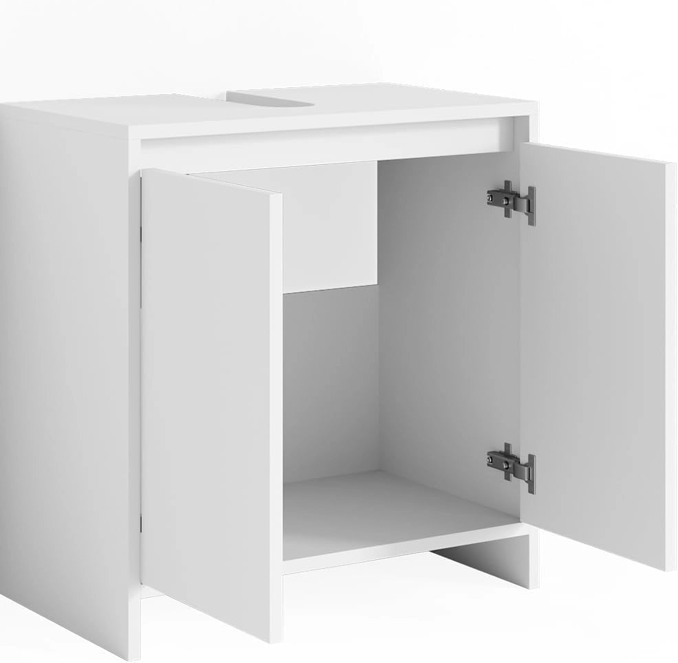 Set mobili bagno Emma, Bianco, 58 cm, composto da specchio da bagno e mobile sottolavabo