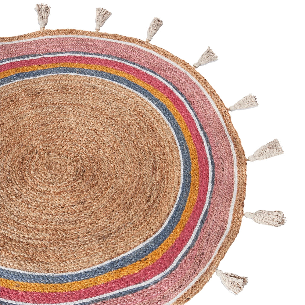Tappeto per bambini in iuta multicolore ø 120 cm rotondo cameretta camera da letto