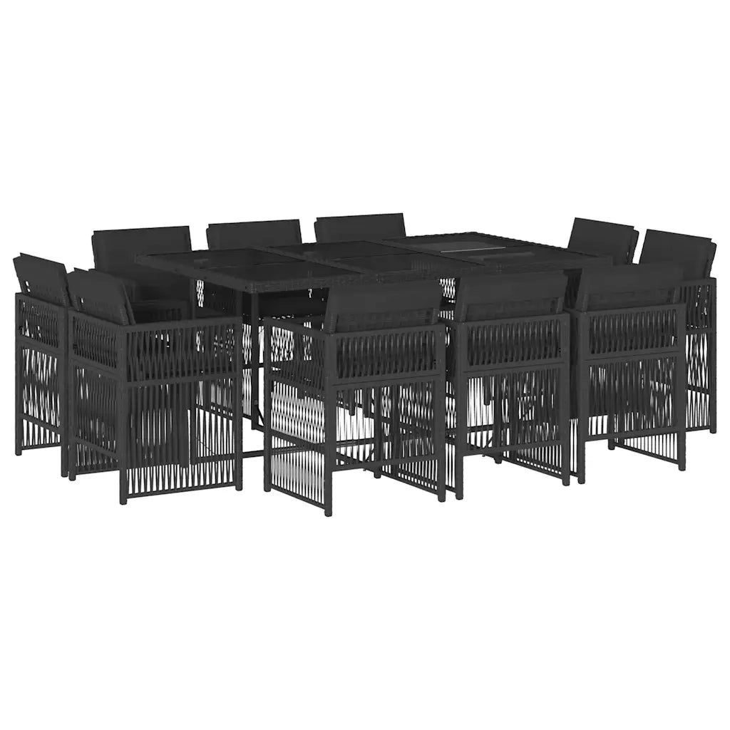Set da Pranzo da Giardino 11 pz con Cuscini in Polyrattan Nero 3211027